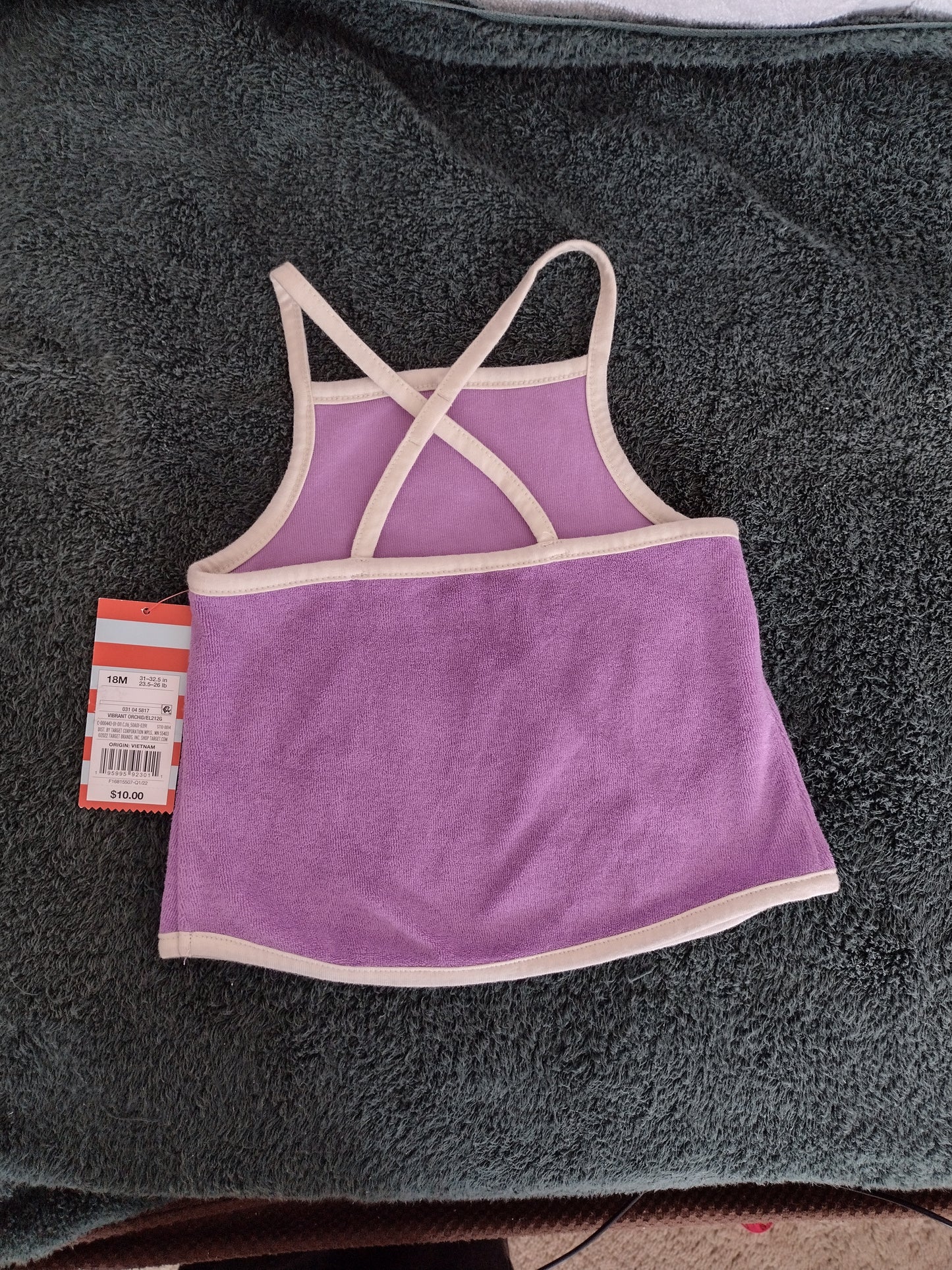 Toddler Girl's Terry Cloth Tank Top Vibrant Orchid Size 18M, and West Coast Green Size 3T