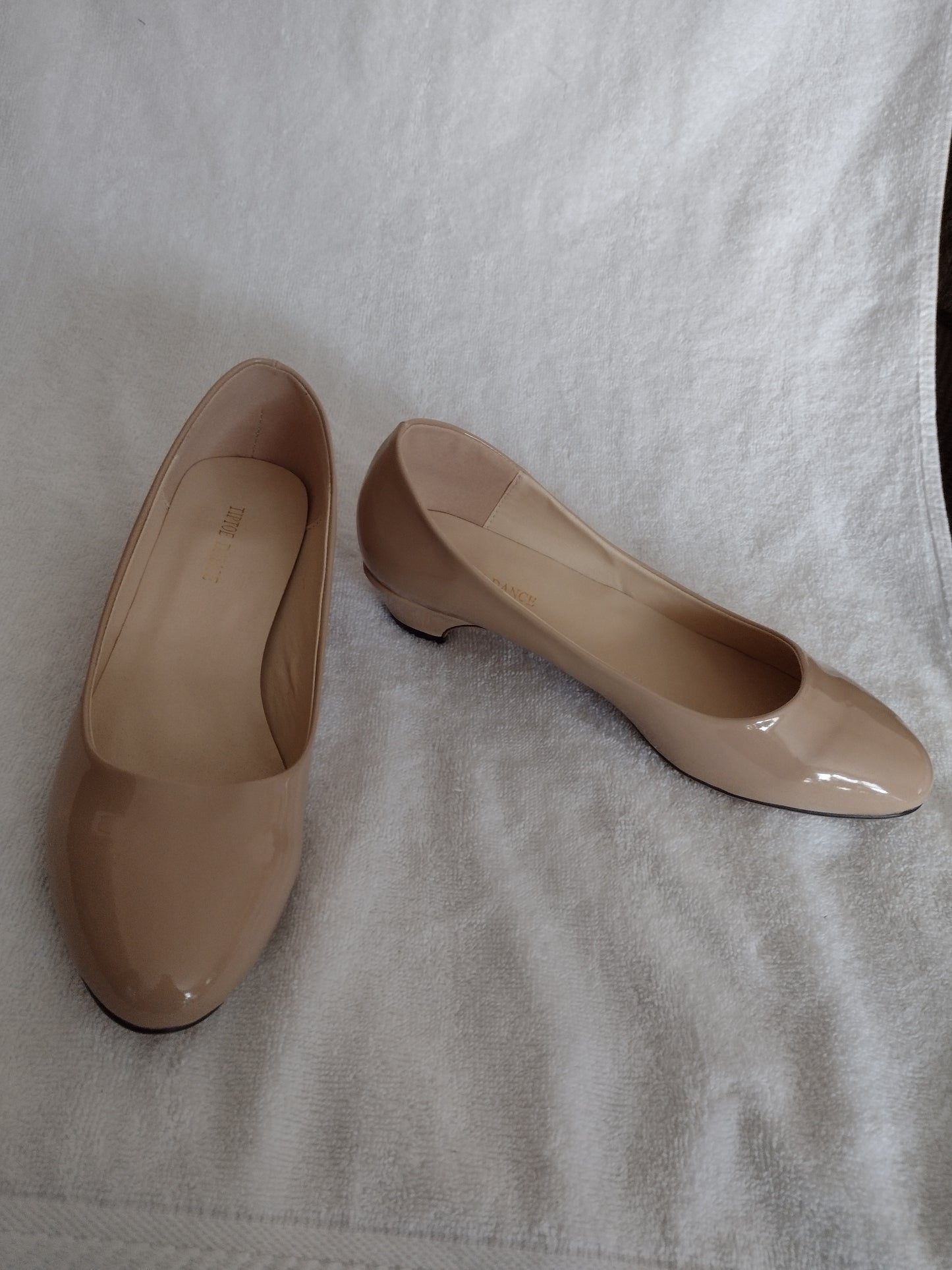 Tiptoe Dance Shiny Heels for Women Style 1046-1 Nude Sizes 9, 10