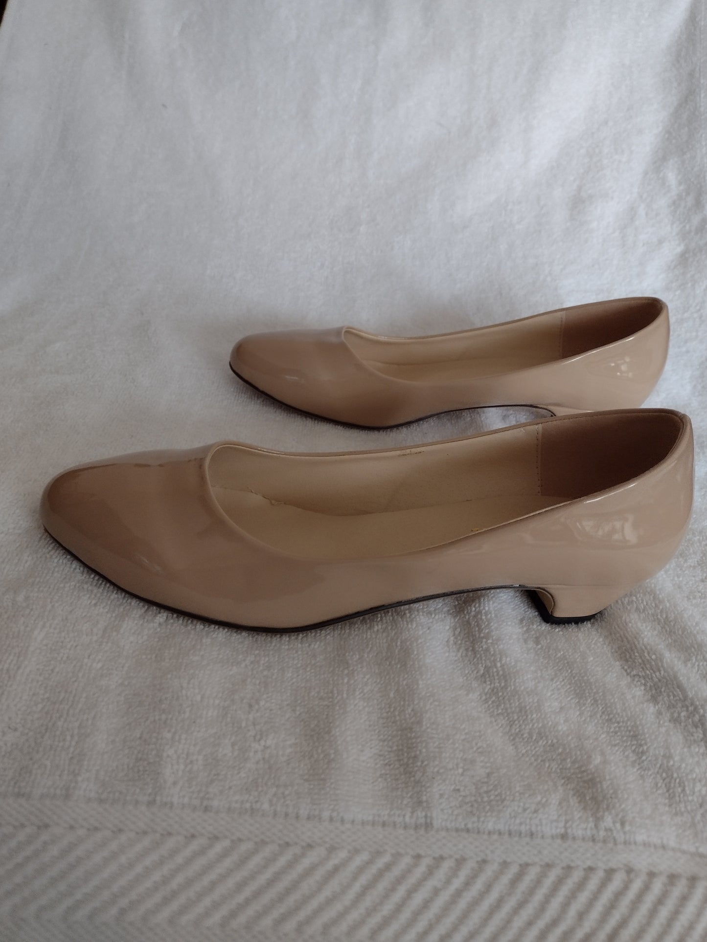 Tiptoe Dance Shiny Heels for Women Style 1046-1 Nude Sizes 9, 10