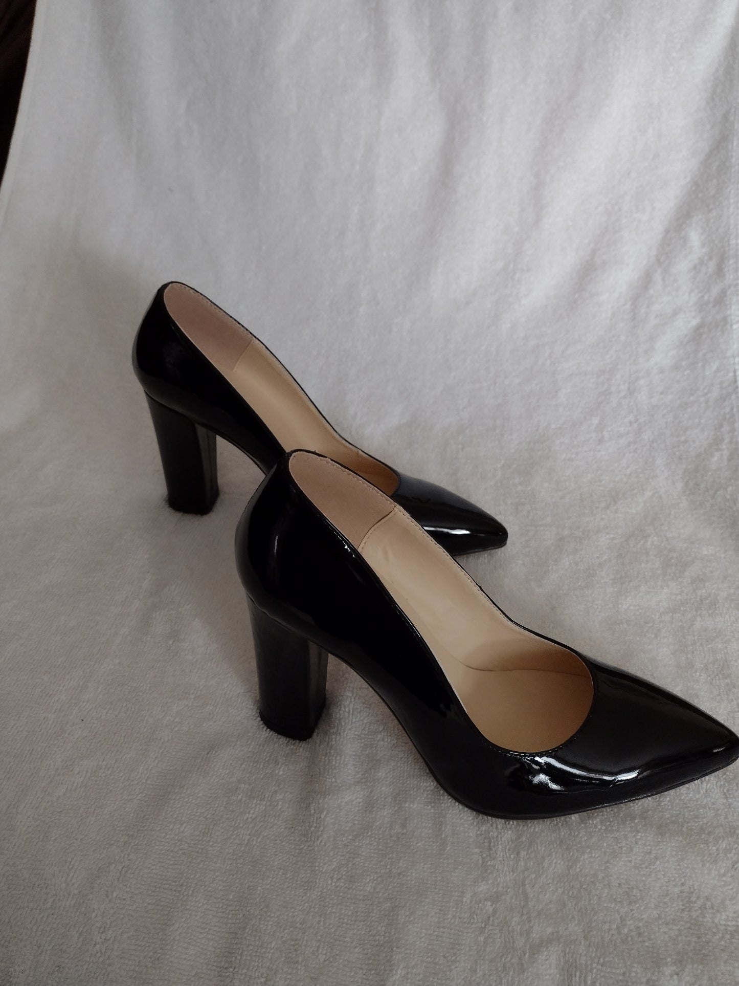 Shiny Black Stiletto Party Dress Shoes by Miss Shoe Style 369-1 Sizes 7, 9