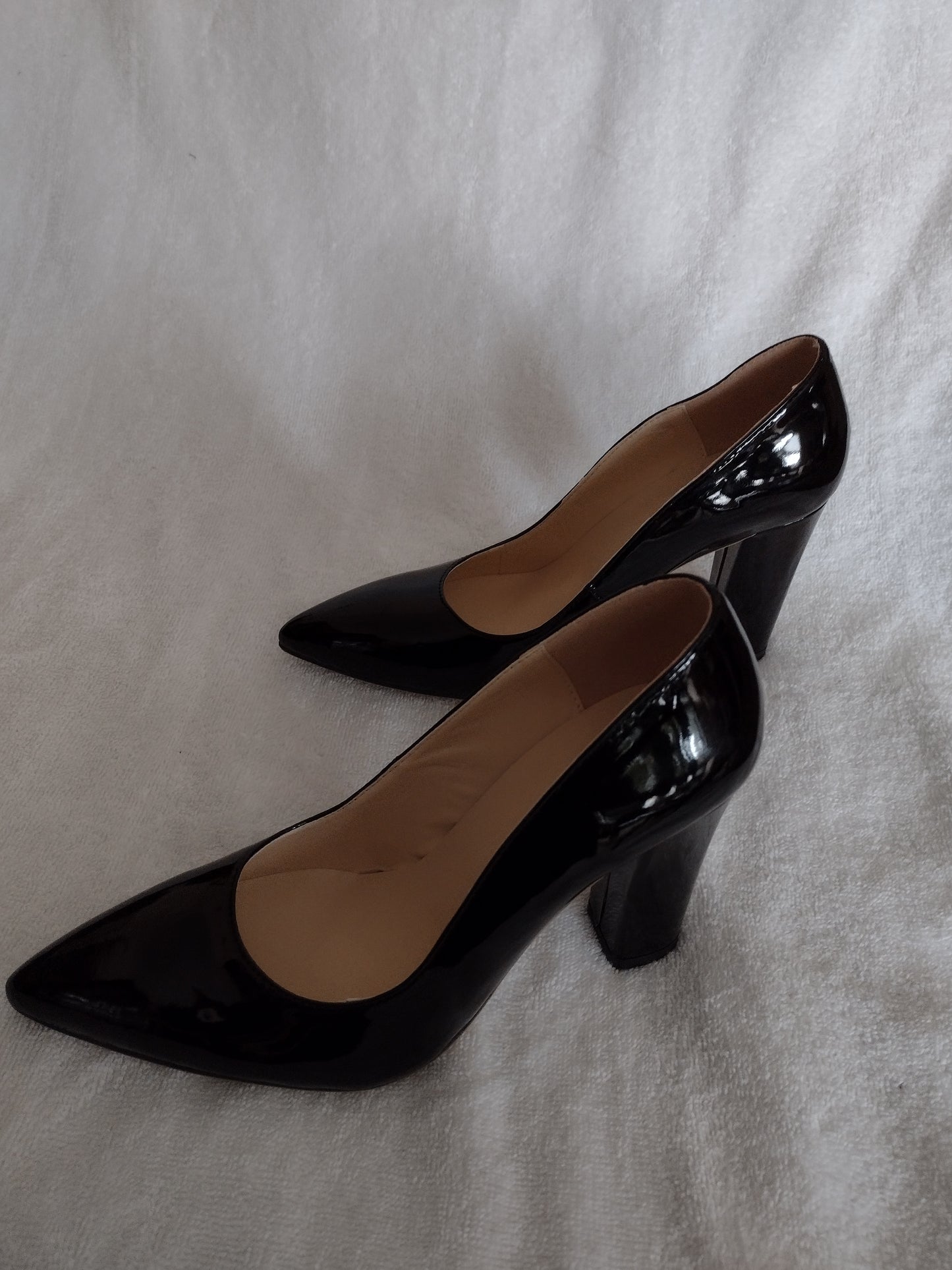 Shiny Black Stiletto Party Dress Shoes by Miss Shoe Style 369-1 Sizes 7, 9
