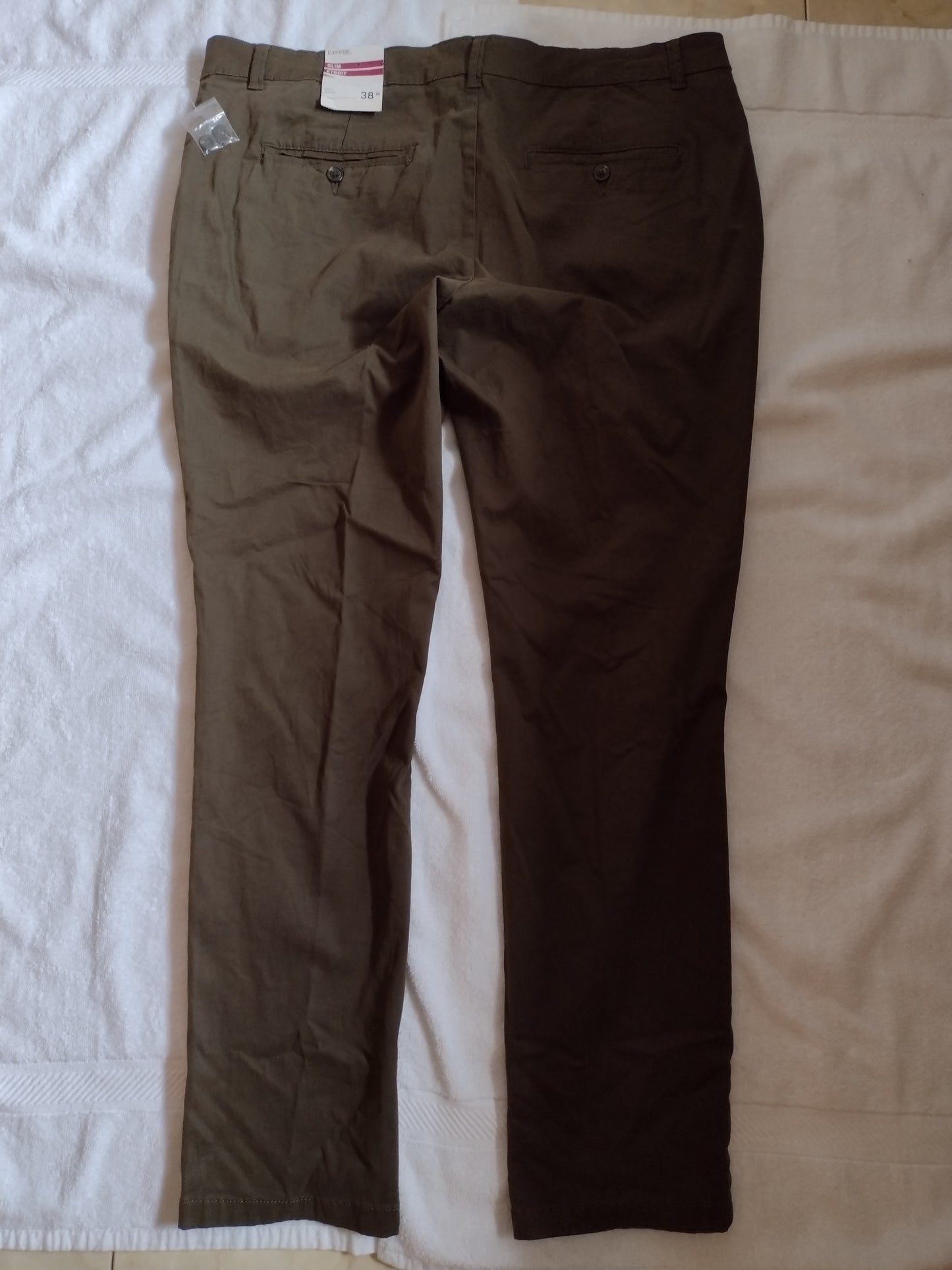 Men's Slim Fit Cotton Chino Pants Green 34Wx32L