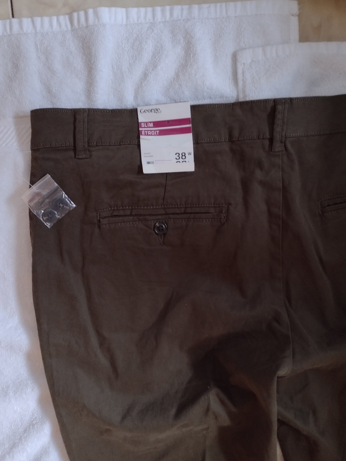 Men's Slim Fit Cotton Chino Pants Green 34Wx32L