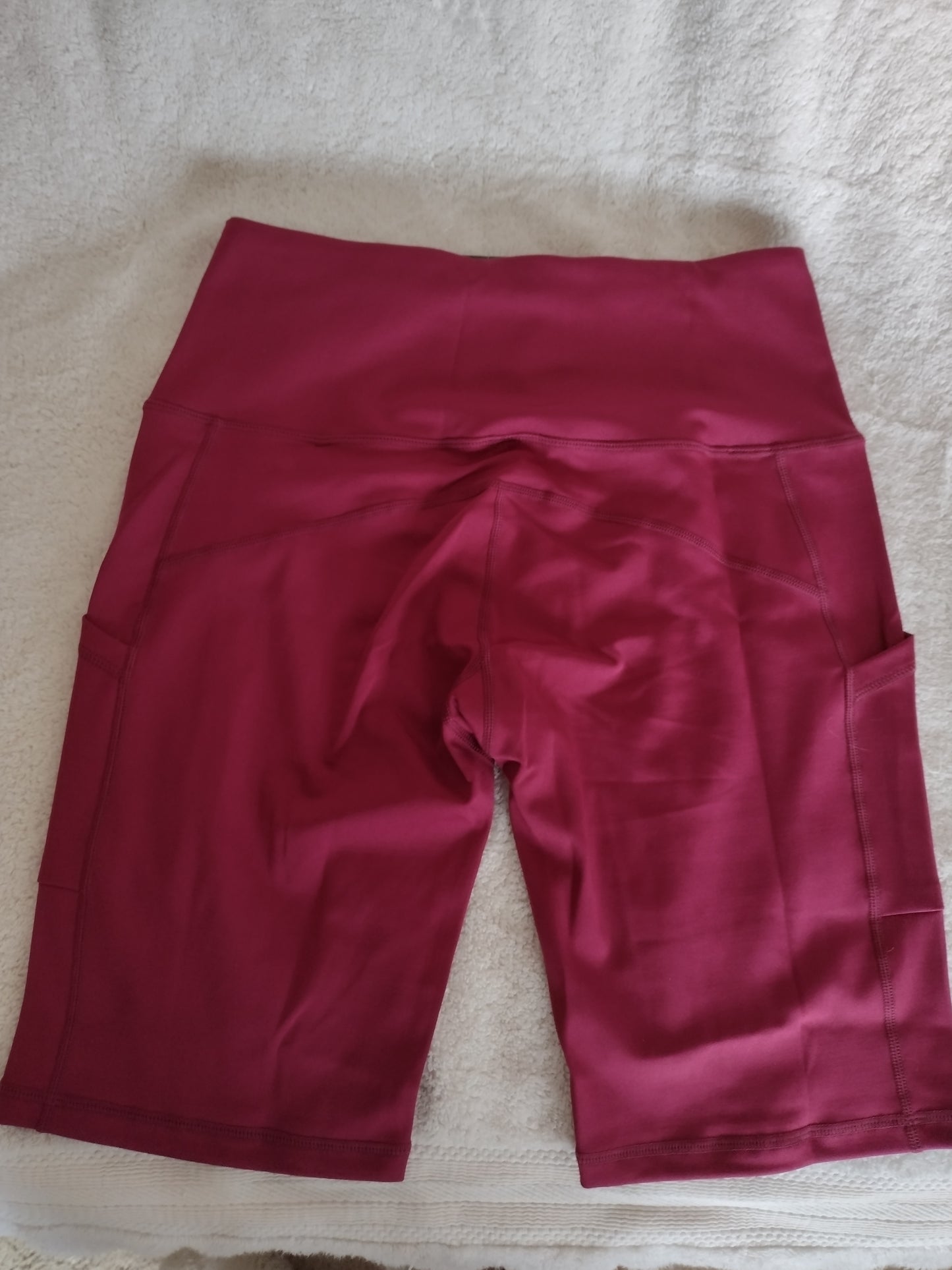 Women's High Waist Sport Shorts by Dilanni Wine Red Size M