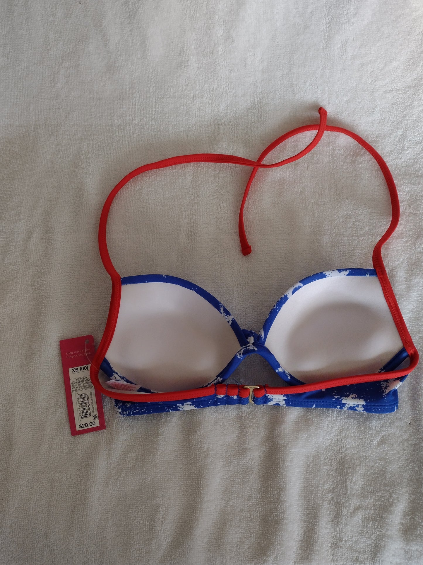Juniors' Molded Cup Bikini Tops by Xhilaration XS (00) and S (0-2) Red Blue