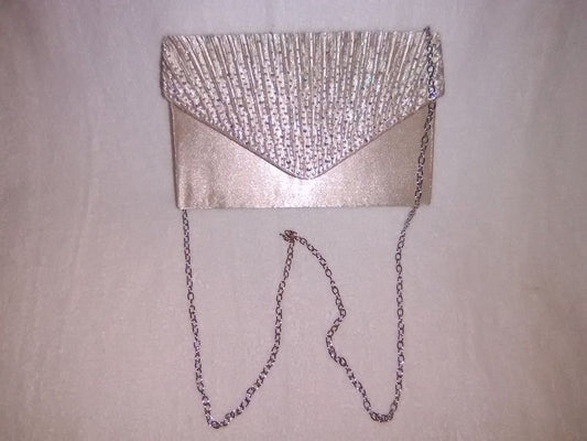 Women's Clutch Handbag with Rhinestones & Satin