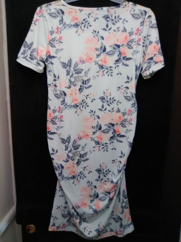 Women's Floral Maternity Dress with Ruched Sides Size L