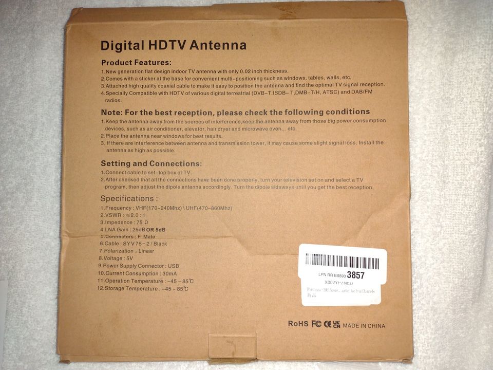 Digital HDTV Antenna Model: HD005-1