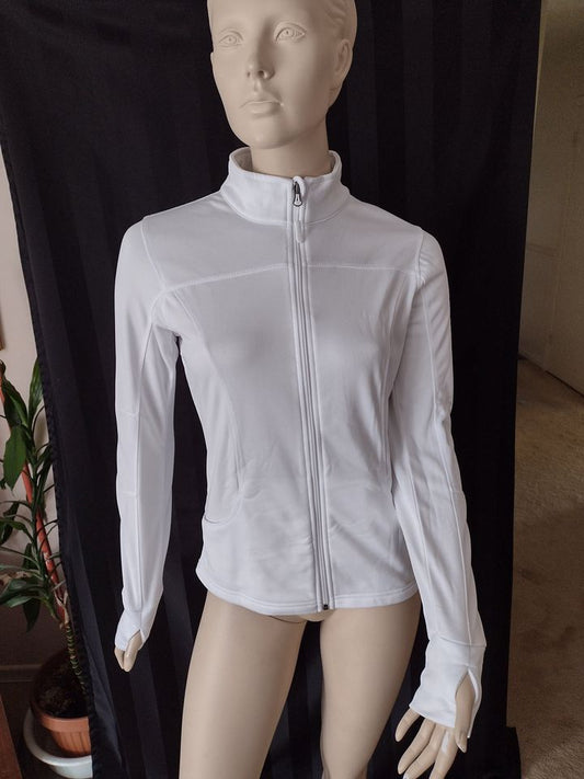 Women's Athletic Jacket with Thumb Holes White Size S