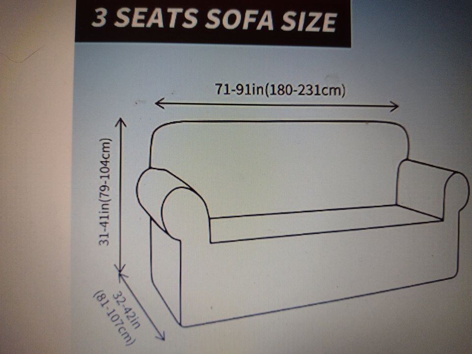 Large Sofa Cover for 3-Cushion Sofa Gray Jacquard by Yemyhom
