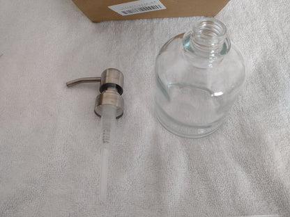 2 Thick Glass Dispensers with Silver Pumps