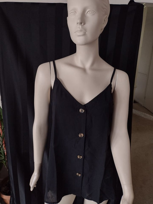 Women's Button Front Black Cami Top Size M