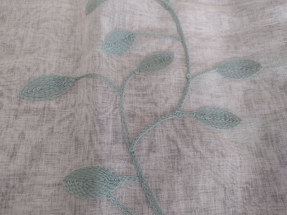 Curtain Valance with Embroidered Leaves Pattern 54x16"