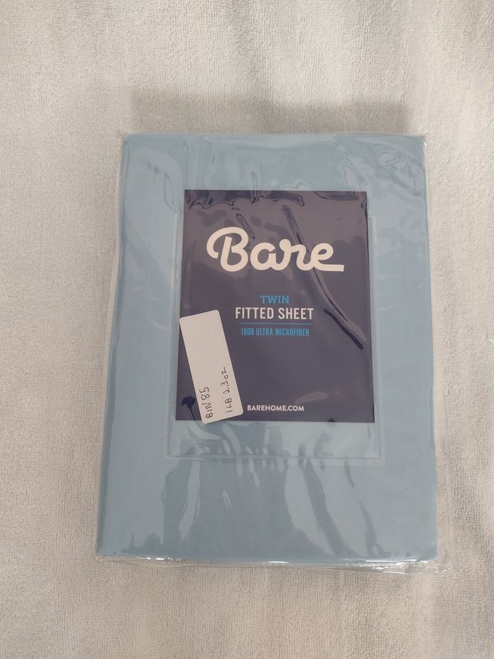 Deep Pocket Fitted Bottom Sheet Twin Blue by Bare Home