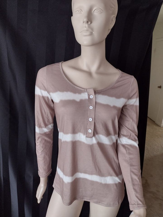 Women's Striped Henley Shirt Size S