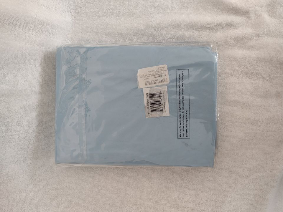 Deep Pocket Fitted Bottom Sheet Twin Blue by Bare Home