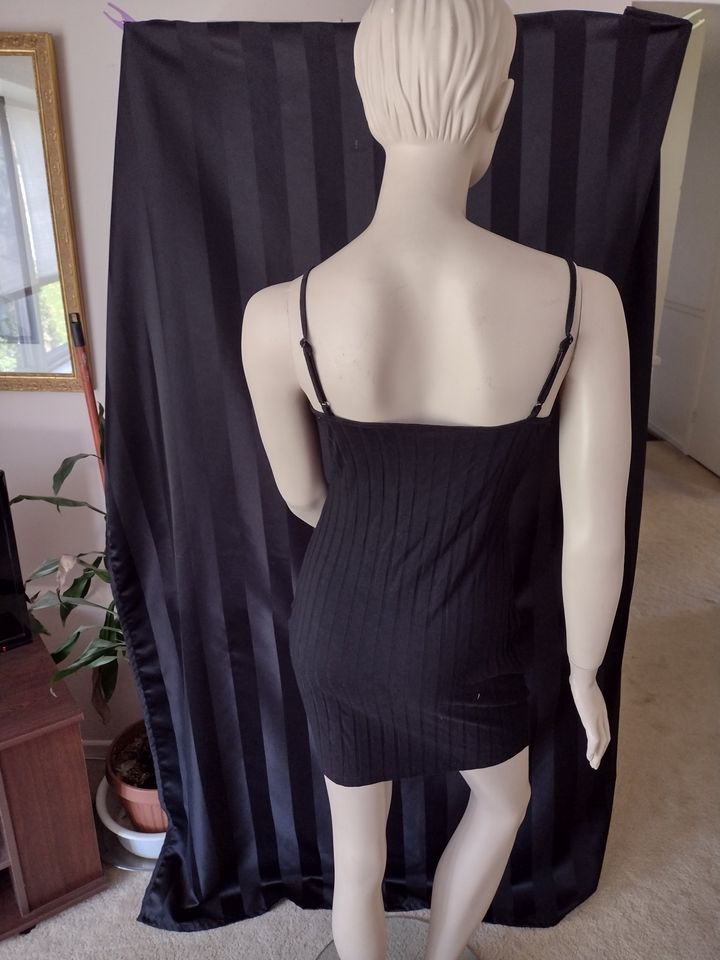 Cotton Rib Knit Bodycon Mini Dress Black Size S