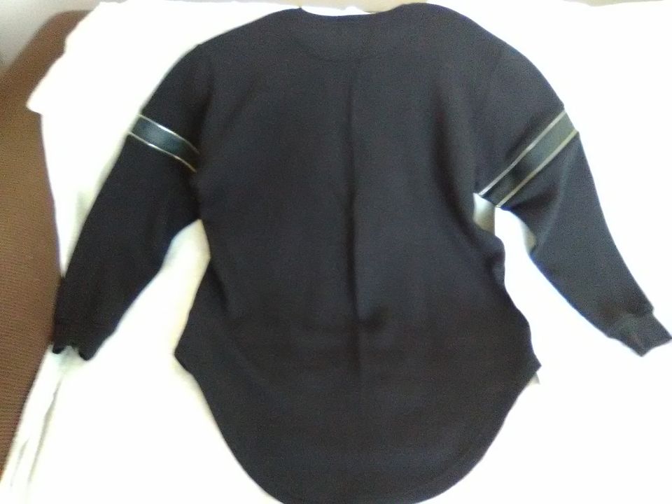 Women's Fleece Lined Sweatshirt with Faux Leather Size 3XL Black