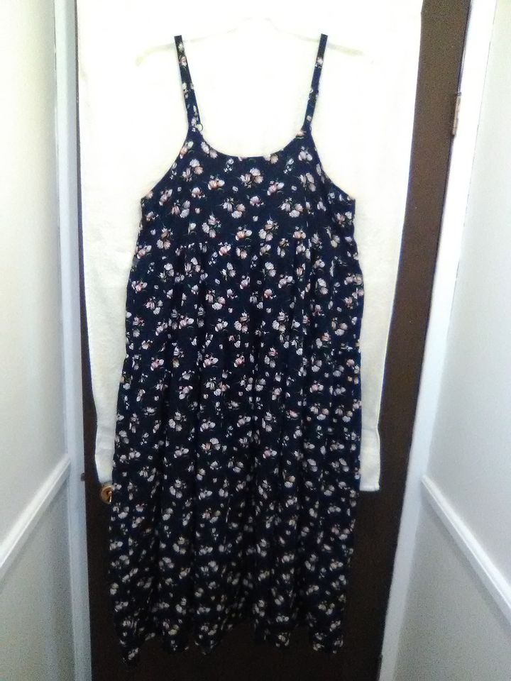 Blue Floral Maxi Dress Size L (12-14)