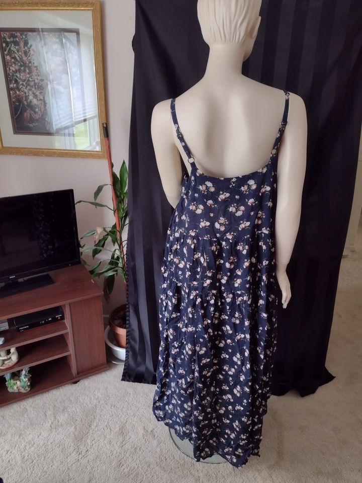 Blue Floral Maxi Dress Size L (12-14)