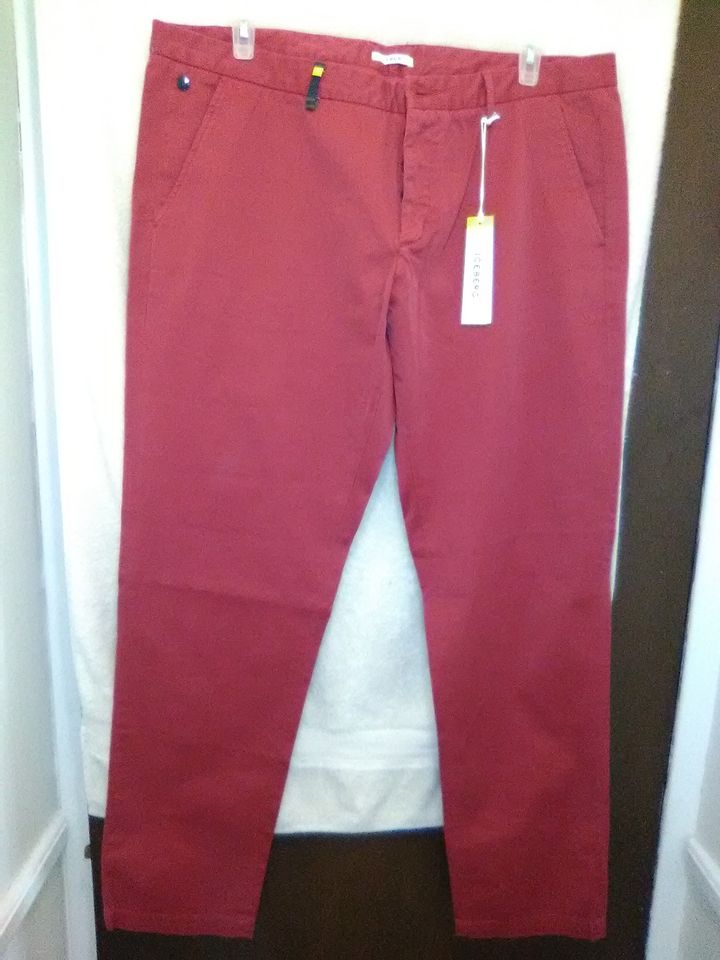 Men's Button Front Cotton Trousers by ICEBERG Size 42W 33L