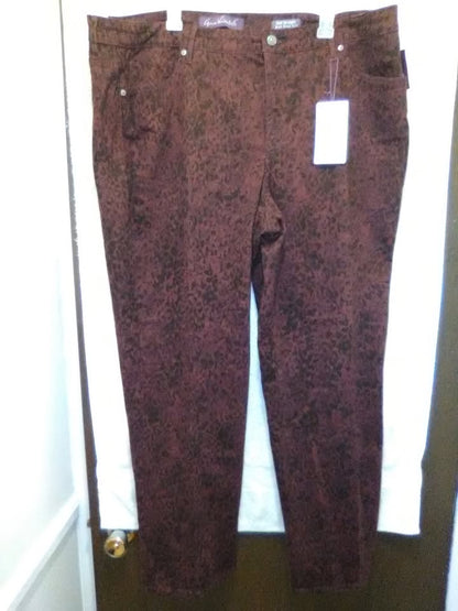 Gloria Vanderbilt Jeans Port Wine Distressed Leopard Size 22W