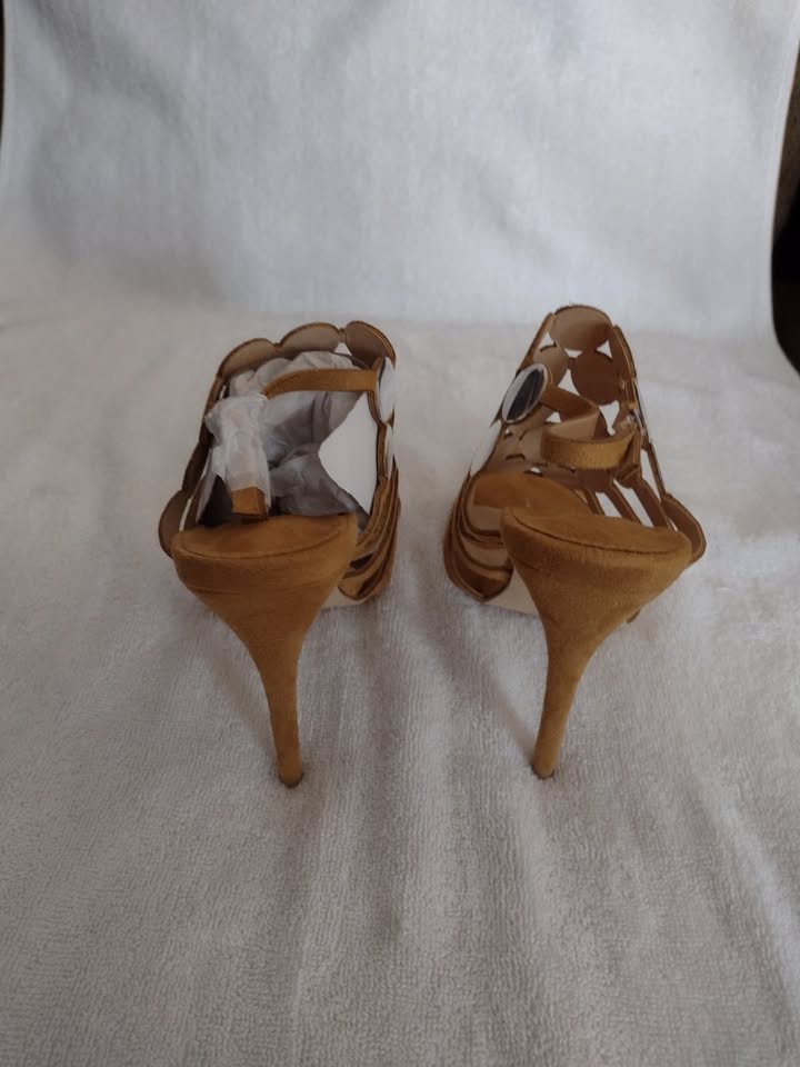 Fancy Gladiator Shoes with Stiletto Heels Yellow  Sizes 6.5, 7, 7.5, 8, 8.5, 10