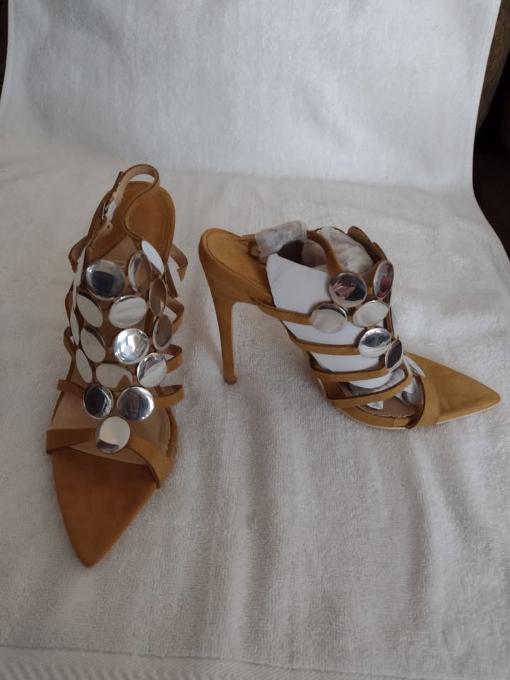 Fancy Gladiator Shoes with Stiletto Heels Yellow  Sizes 6.5, 7, 7.5, 8, 8.5, 10