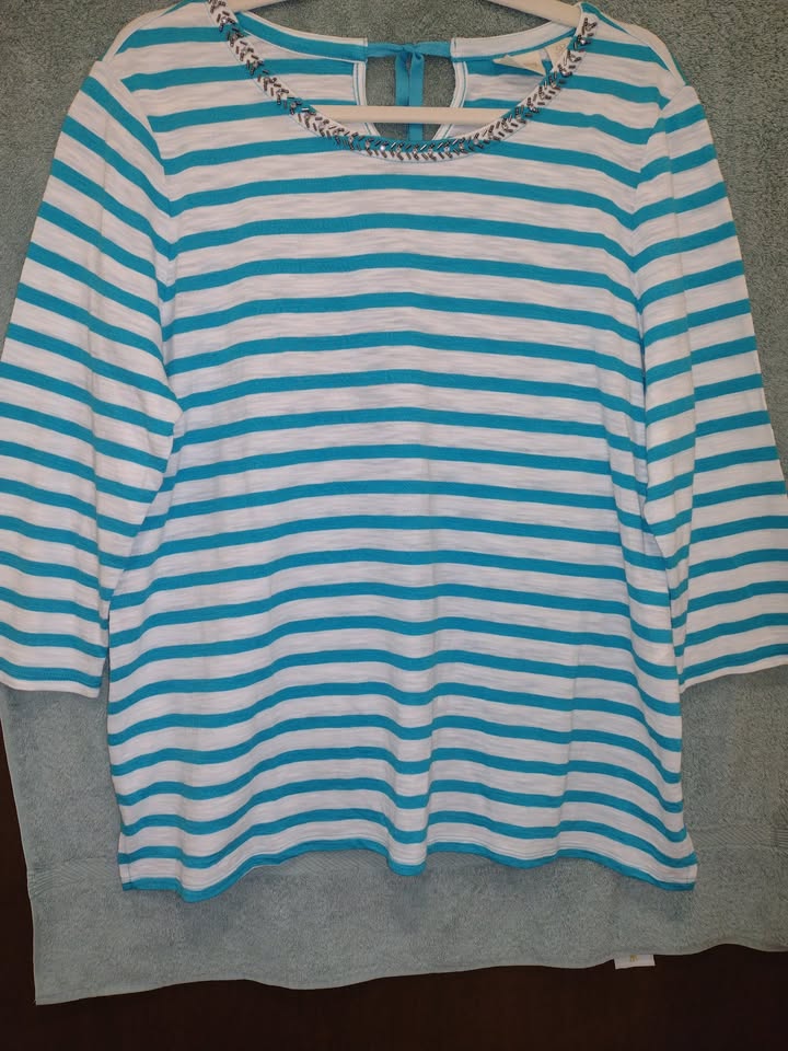 Women's Striped Cotton T Chico's XL(16/18) Petite