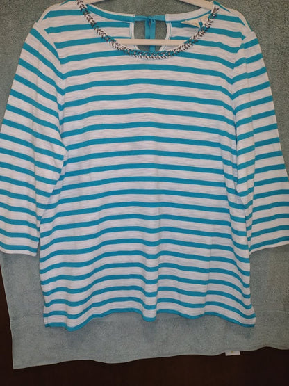 Women's Striped Cotton T Chico's XL(16/18) Petite