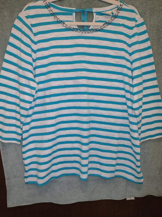 Women's Striped Cotton T Chico's XL(16/18) Petite