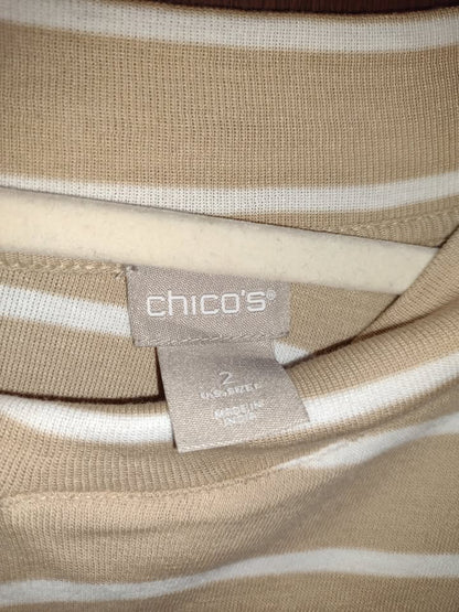 Women's Striped Cotton T-Shirt Chico's L(12)