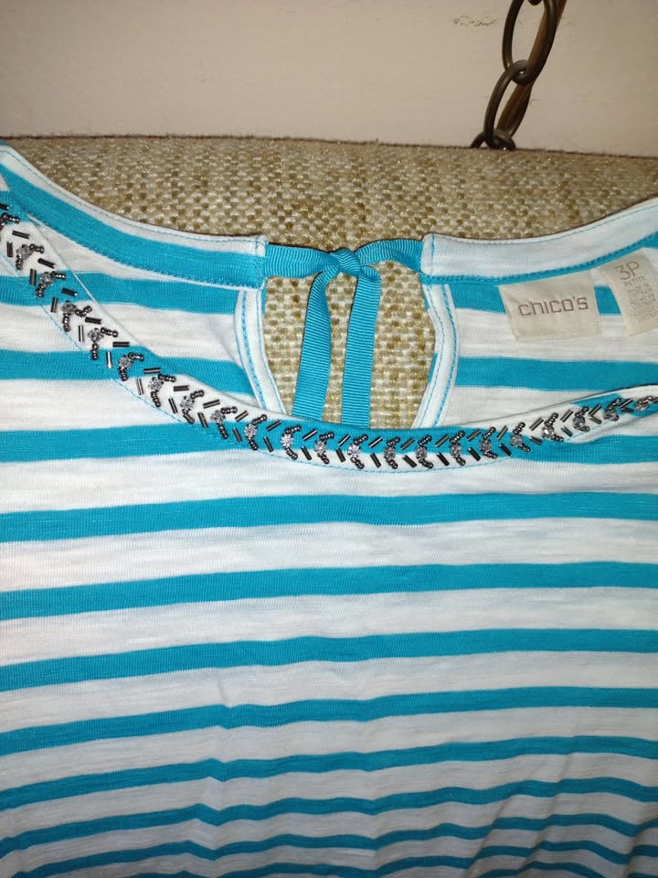 Women's Striped Cotton T Chico's XL(16/18) Petite