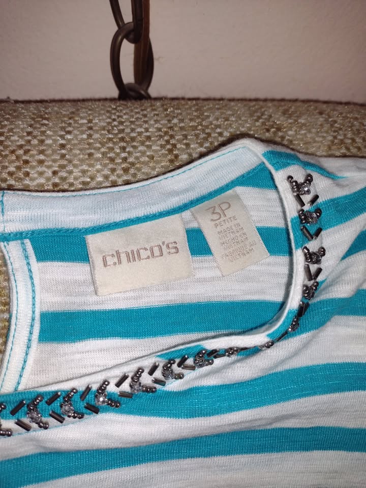 Women's Striped Cotton T Chico's XL(16/18) Petite
