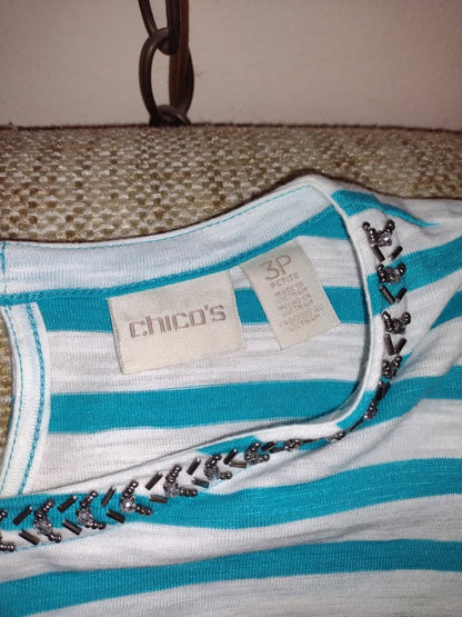 Women's Striped Cotton T Chico's XL(16/18) Petite