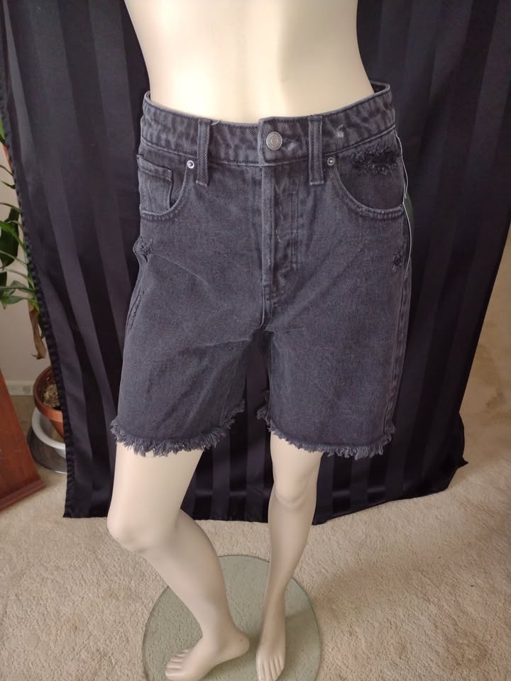Women's High-Rise Denim Bermuda Shorts Black Wash