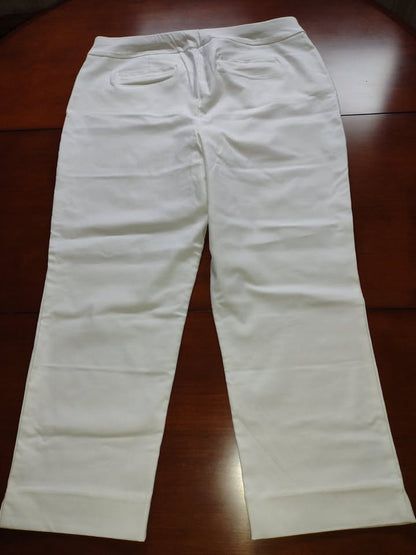 Women's Pull On Cropped White Pants Size L(14)