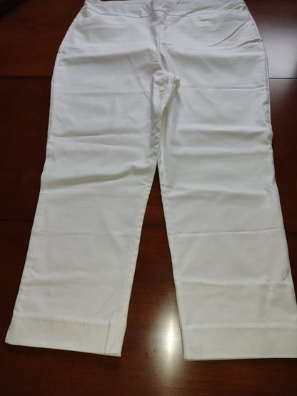 Women's Pull On Cropped White Pants Size L(14)