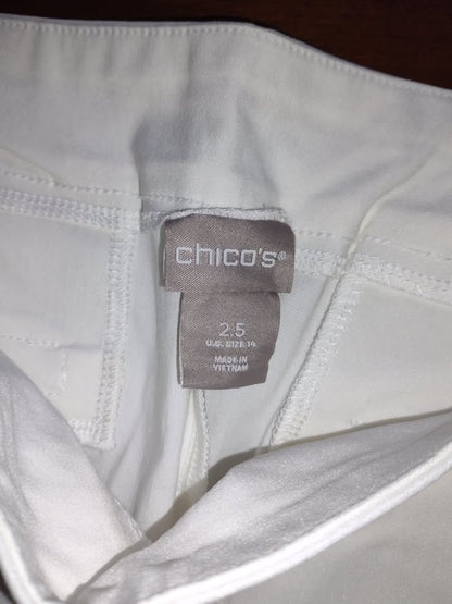 Women's Pull On Cropped White Pants Size L(14)