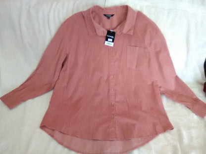 Women's Soft Casual Corduroy Shirts in Pink XL or Dark Brown L, XL, XXL