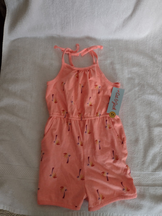 Toddler Girl Romper Size 3T by Cat & Jack~Neon Peach Palm Trees