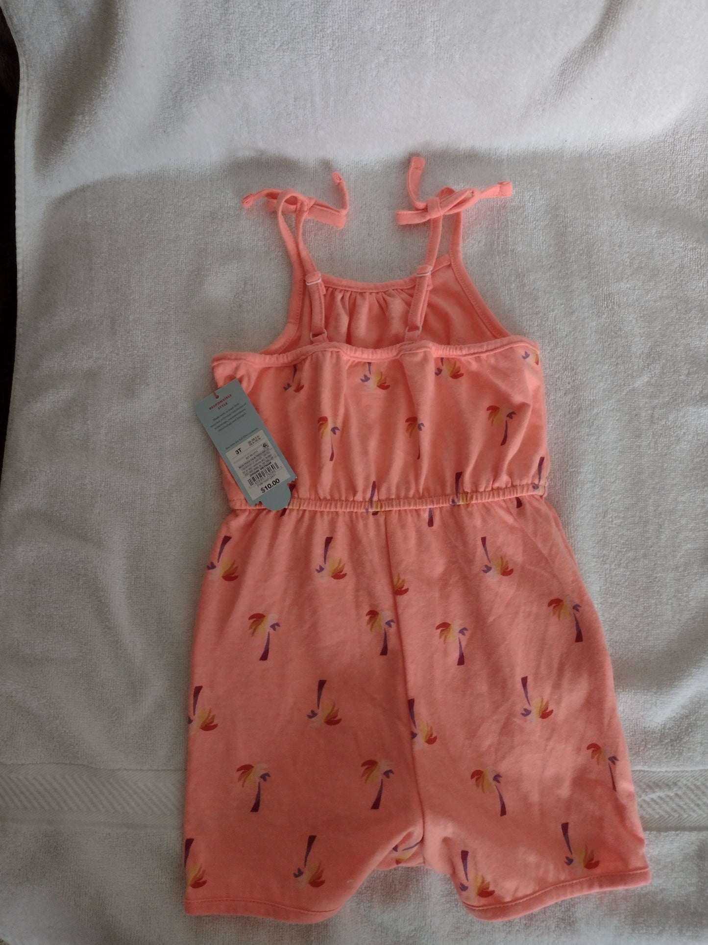 Toddler Girl Romper Size 3T by Cat & Jack~Neon Peach Palm Trees