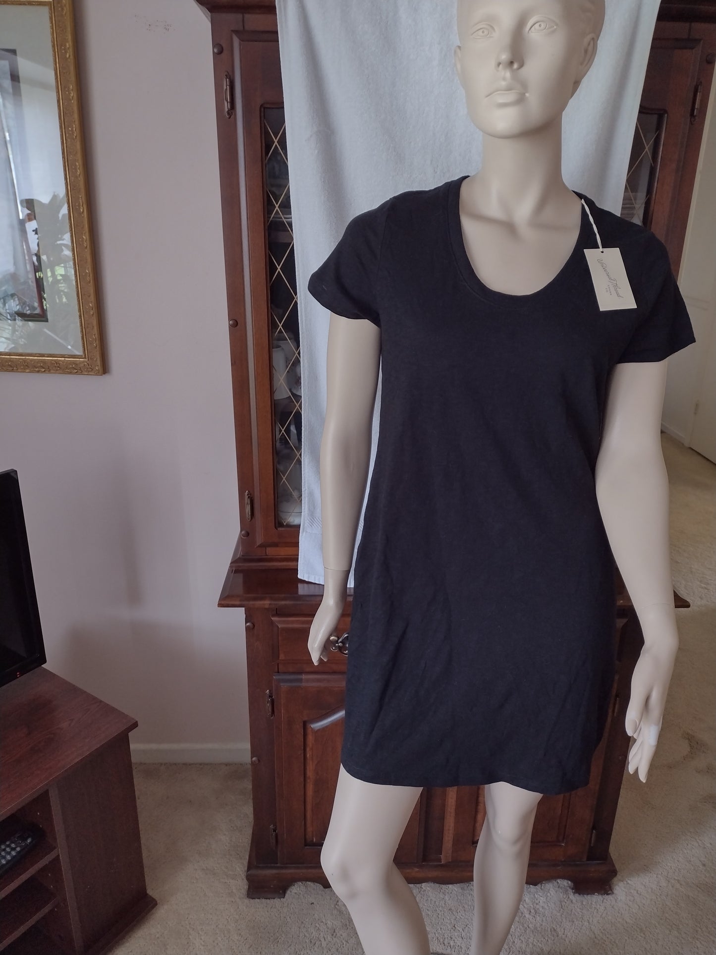 Women's Short Sleeve Cotton T-Shirt Dress Size S (4-6) Black