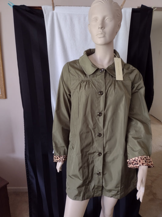 Women's Windbreaker Raincoat by Kate Kasin Size S Army Green