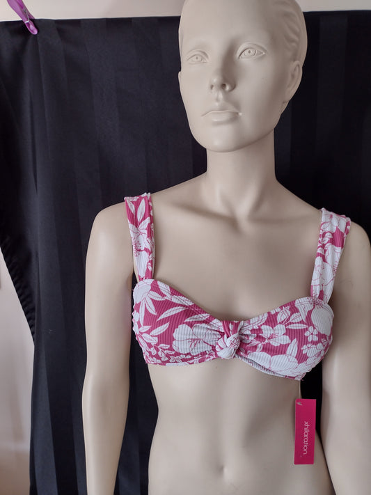 Xhilaration Juniors' Bikini Tops Pink & White Floral Sizes XS (00), M (4-6), XL (12-14)