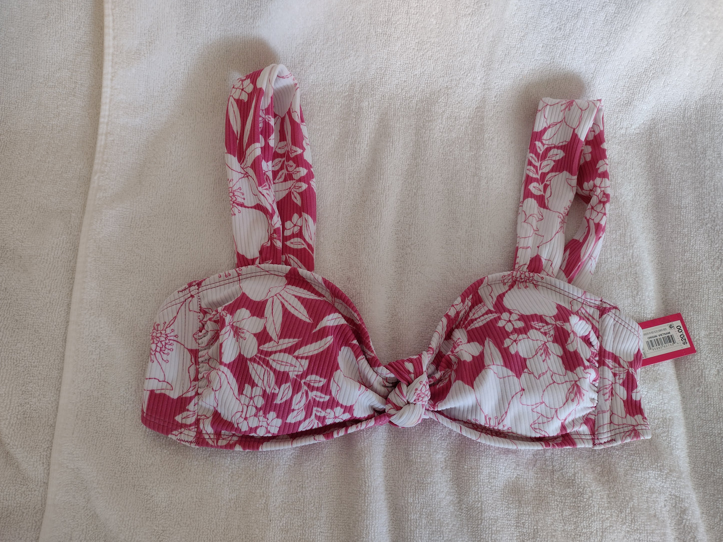 Xhilaration Juniors' Bikini Tops Pink & White Floral Sizes XS (00), M (4-6), XL (12-14)