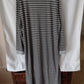 Women's Long Sleeve Nightgown/Loungewear Gray Black Stripe Size L