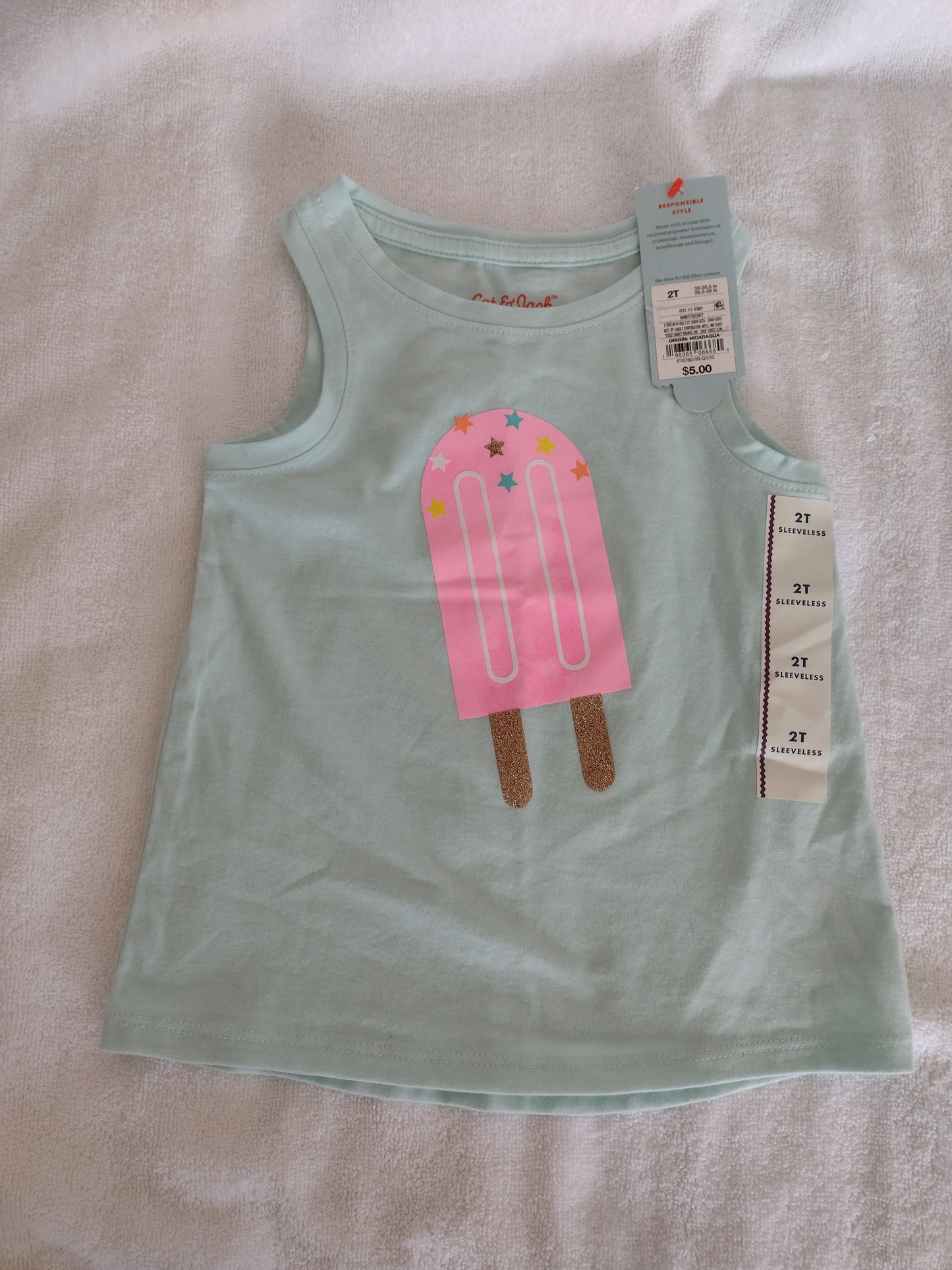 Toddler Girl Sleeveless Top Size 2T Mint