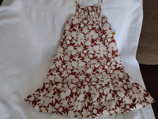 Girls' Brown Floral Cotton Maxi Dress Size S (6/6X)