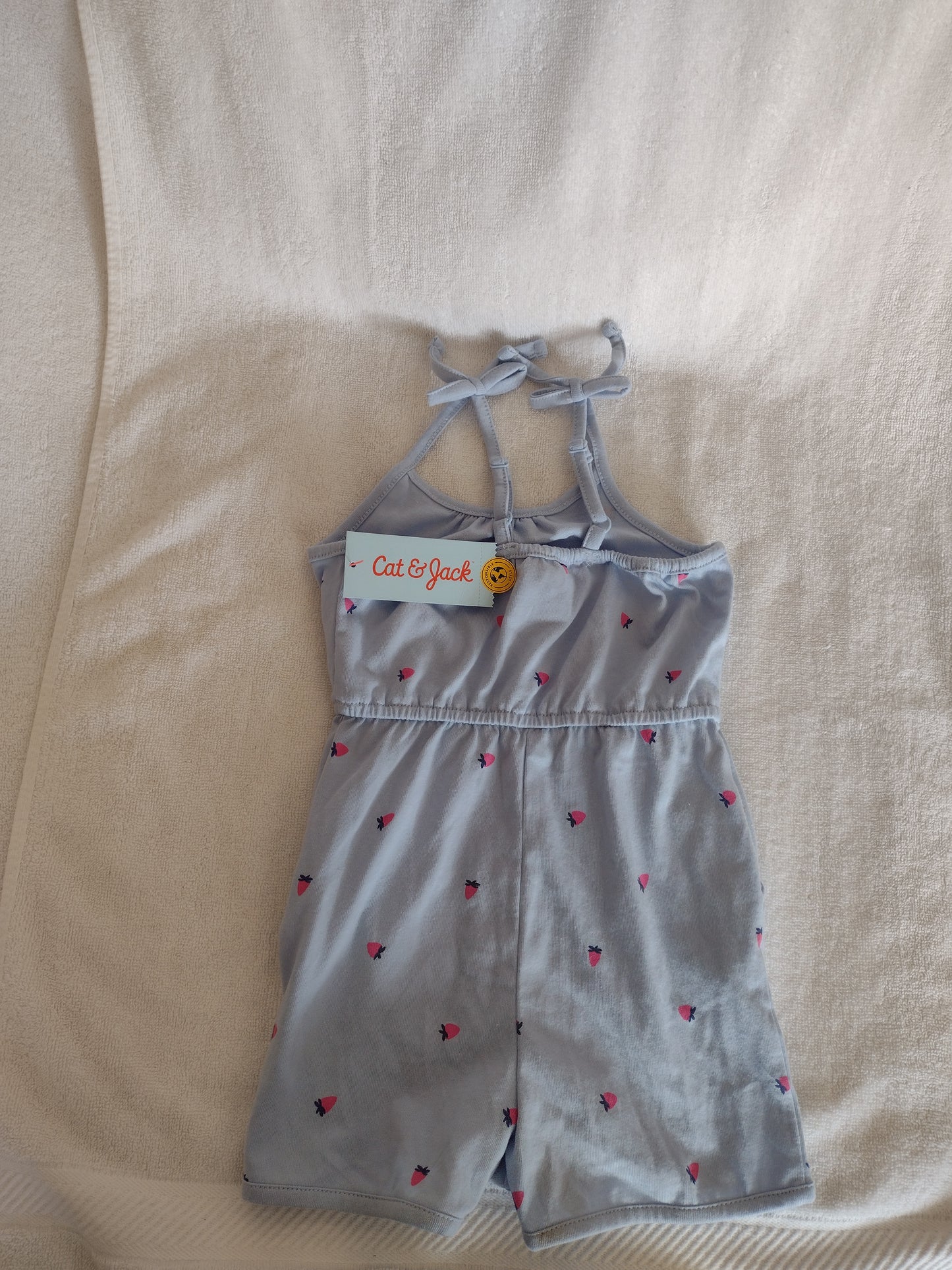 Toddler Girls' Light Blue Romper with Strawberry Pattern Size 2T